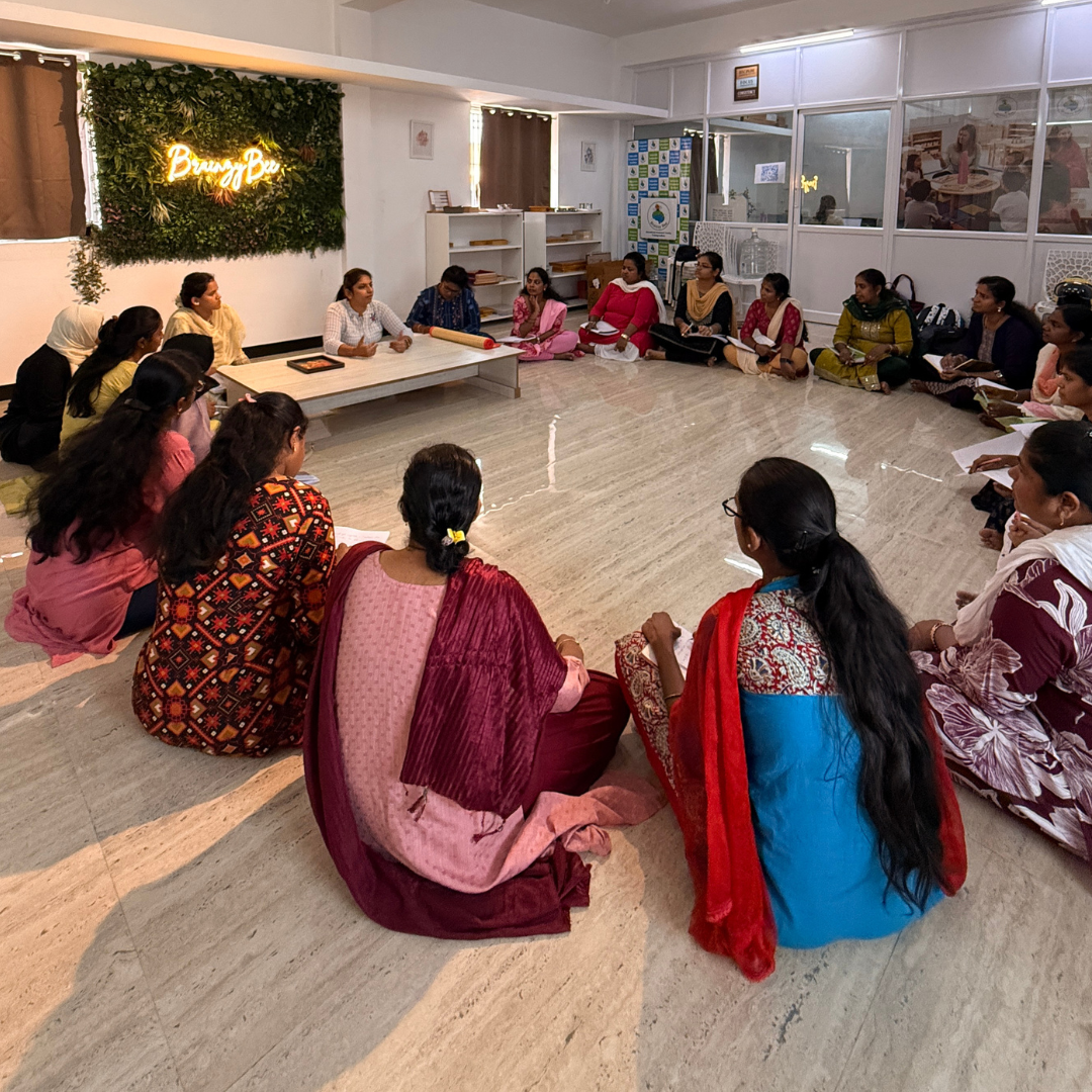 Hands-on training with Montessori teaching aids and materials at Brainzy Bee